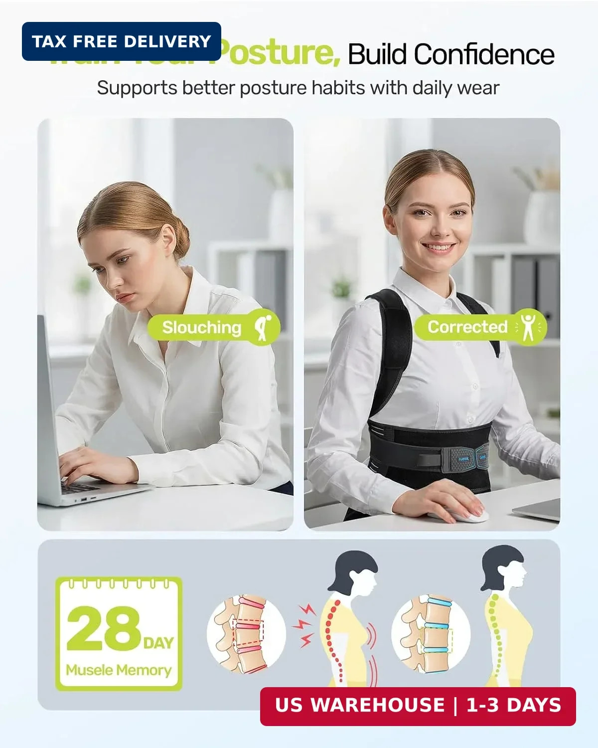 Adjustable Posture Corrector Low Back Support Shoulder Brace Belt for Men Women
