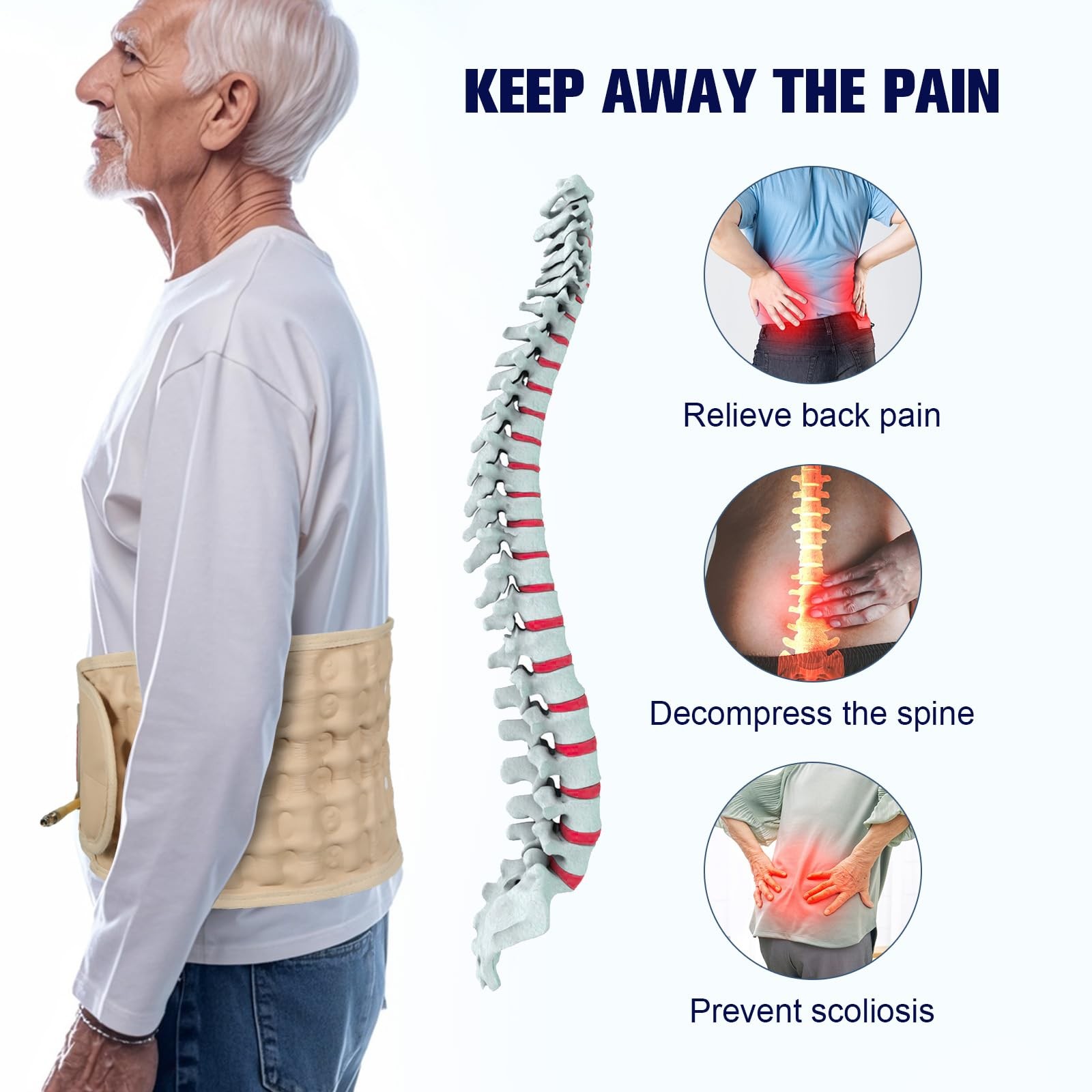 6xigouma Beige Decompression Back Belt Lumbar