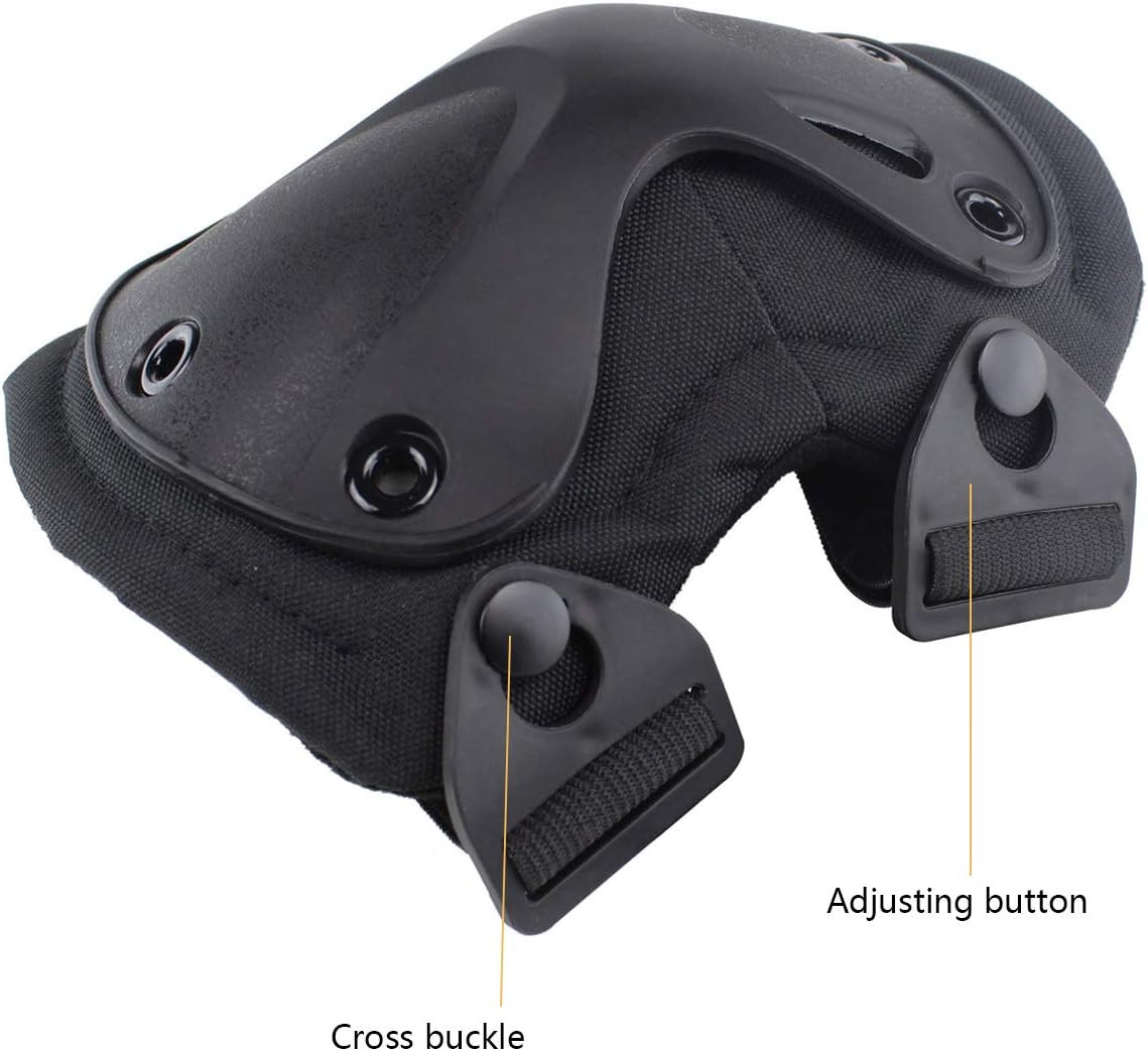 Combat Knee & Elbow Protective Pads Set for Outdoor CS Paintball Game Cycling Sa