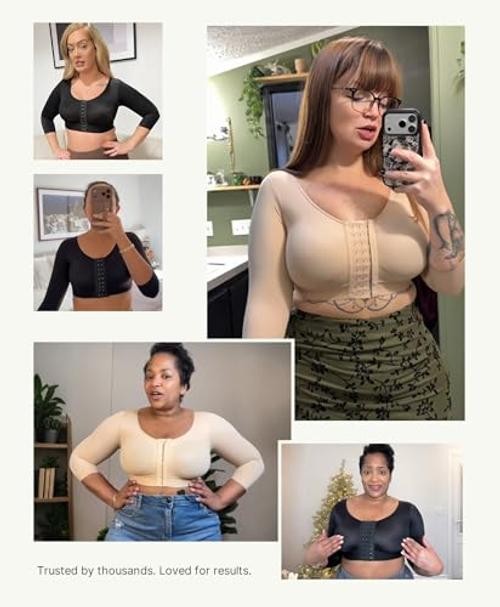 Arm Compression Sleeve Women Post Surgery Front Closure Bra | XX-Large Black