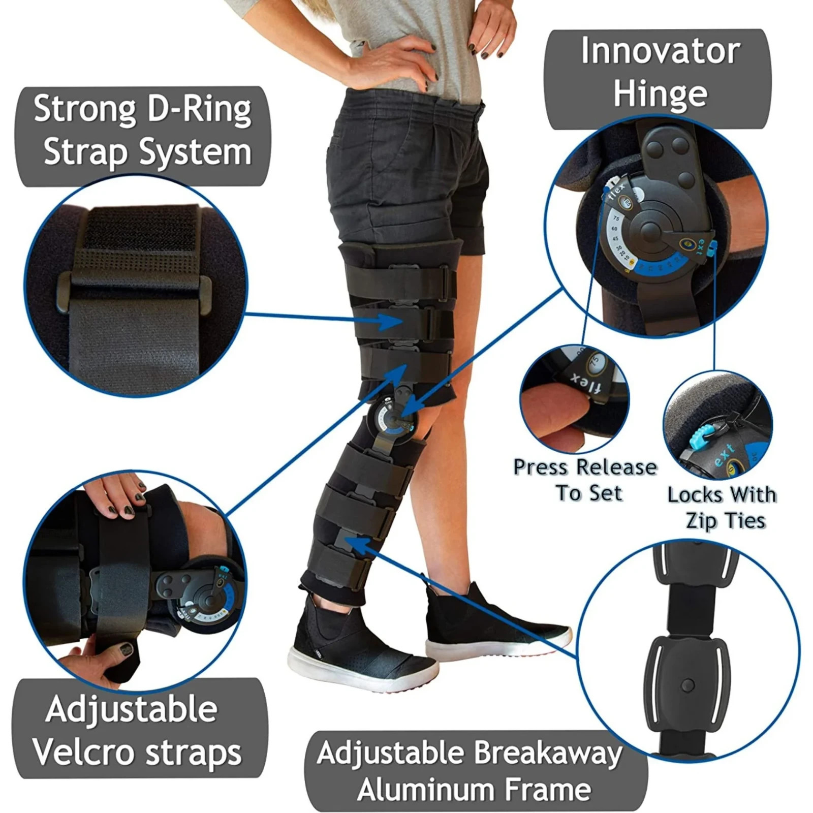 Össur Adjustable Post-Op Knee Brace w/ Range of Motion Control for Knee Injuries