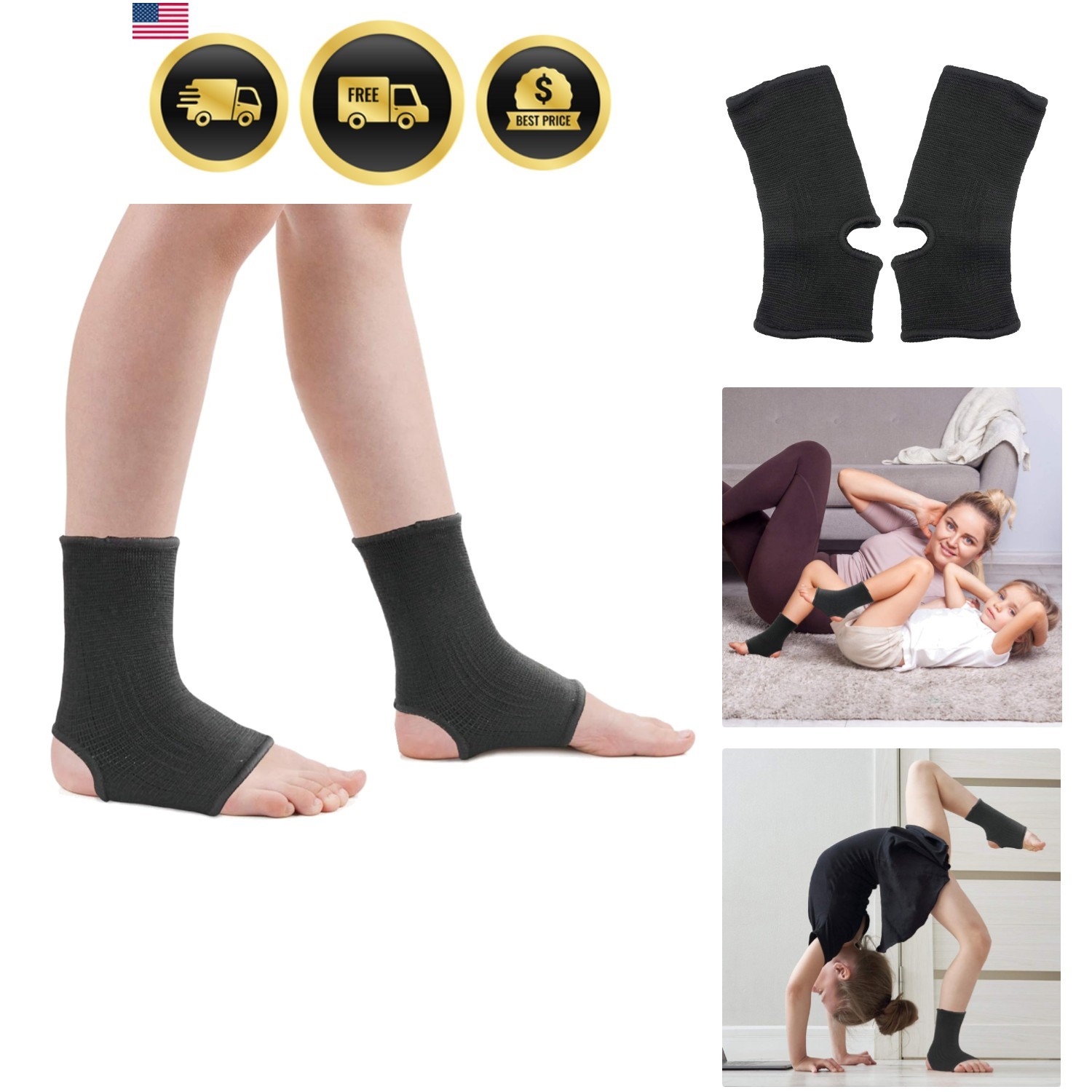 Kid Compression Ankle Brace Sock Support, Knitted Ankle Sleeve for Boys Girls…