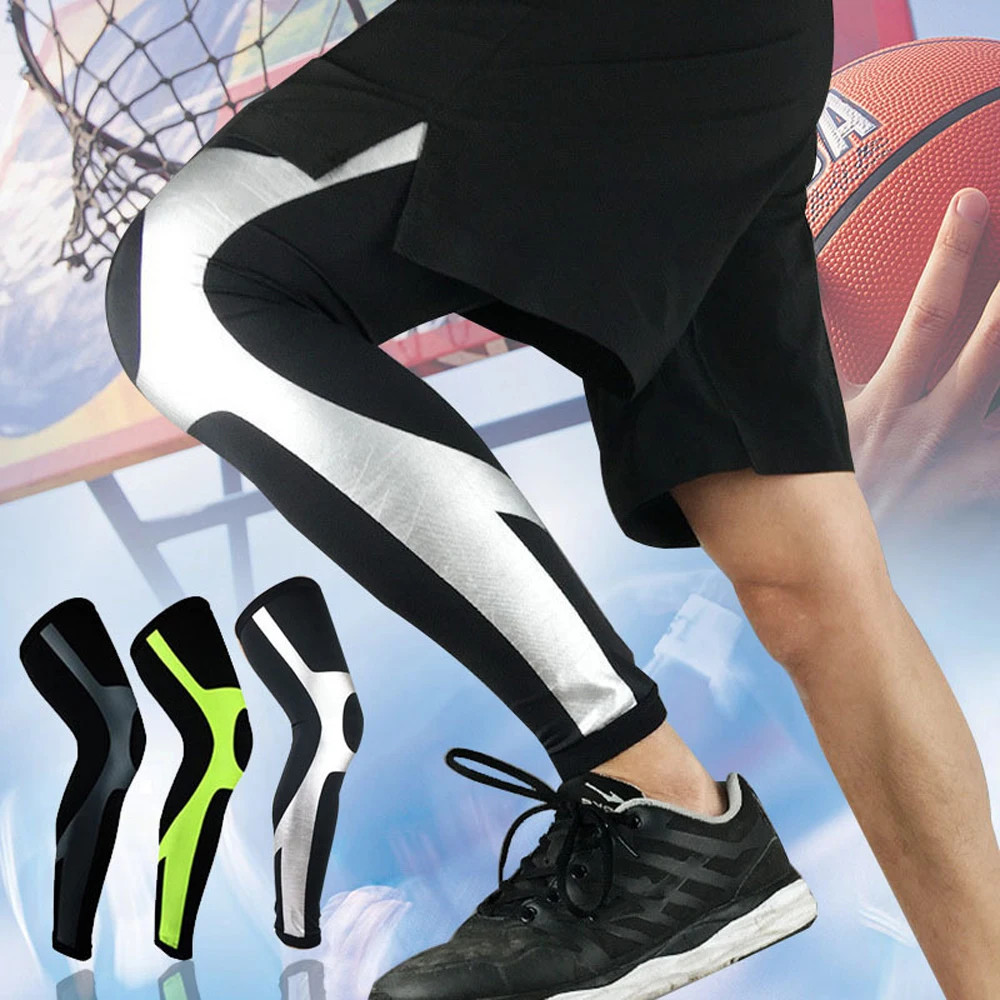 1Pcs Compression Long Leg Sleeves Knee Brace for Running Football Basketball, Ca