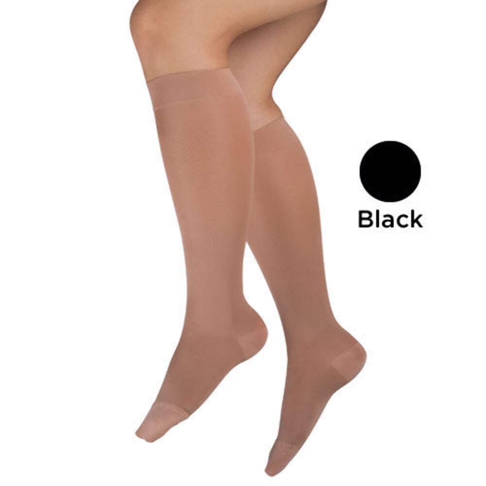 Ladies’ Sheer Mild Support Lg 15-20 mmHg Knee Hi CT Black
