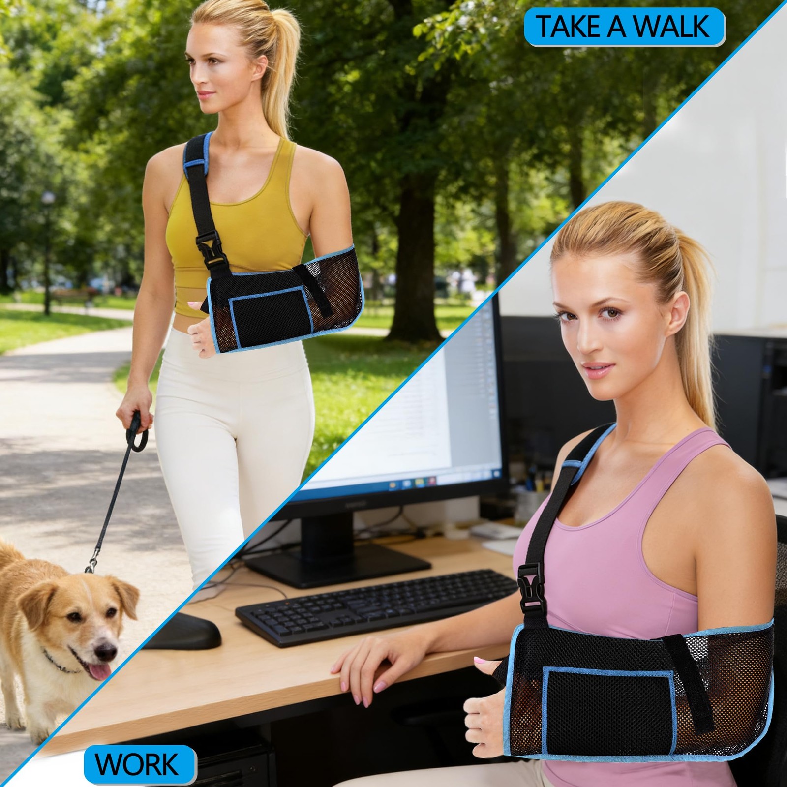 VISKONDA Mesh Arm Sling Shoulder Immobilizer,Breathable&Adjustable Support Br…