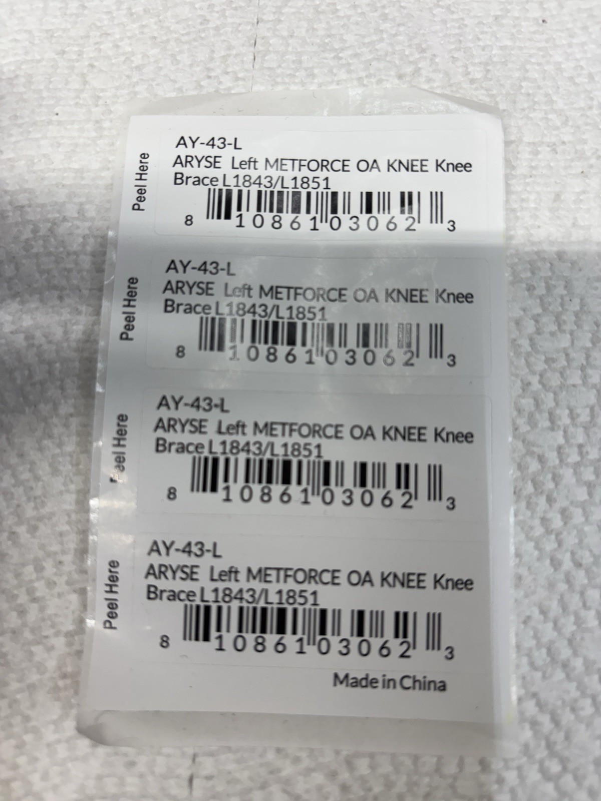 NIB! ARYSE AY-43-R Left OA Knee Brace