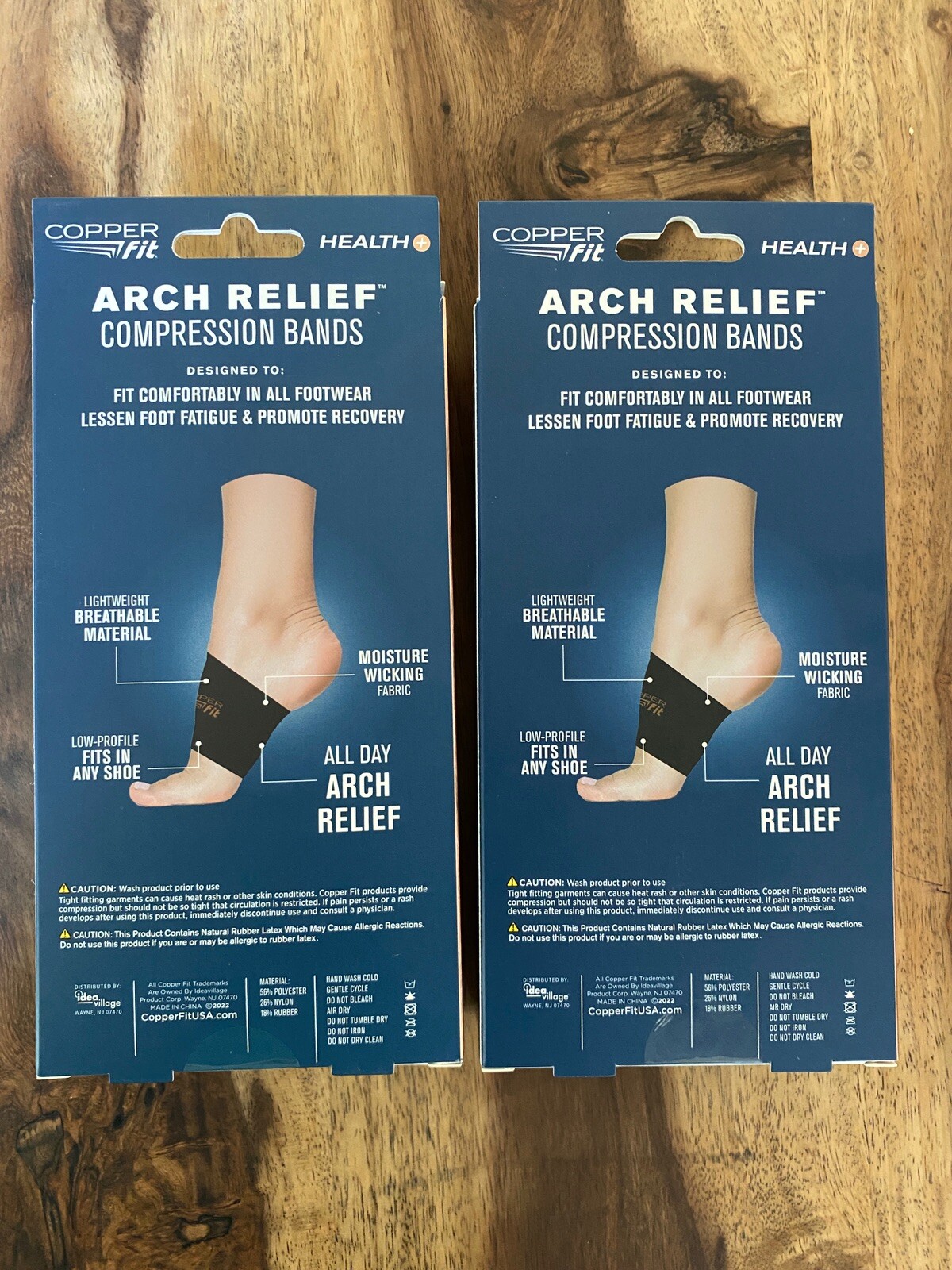 2 Pack Copper Fit Arch Relief COMPRESSION BANDS One Size Fits Most