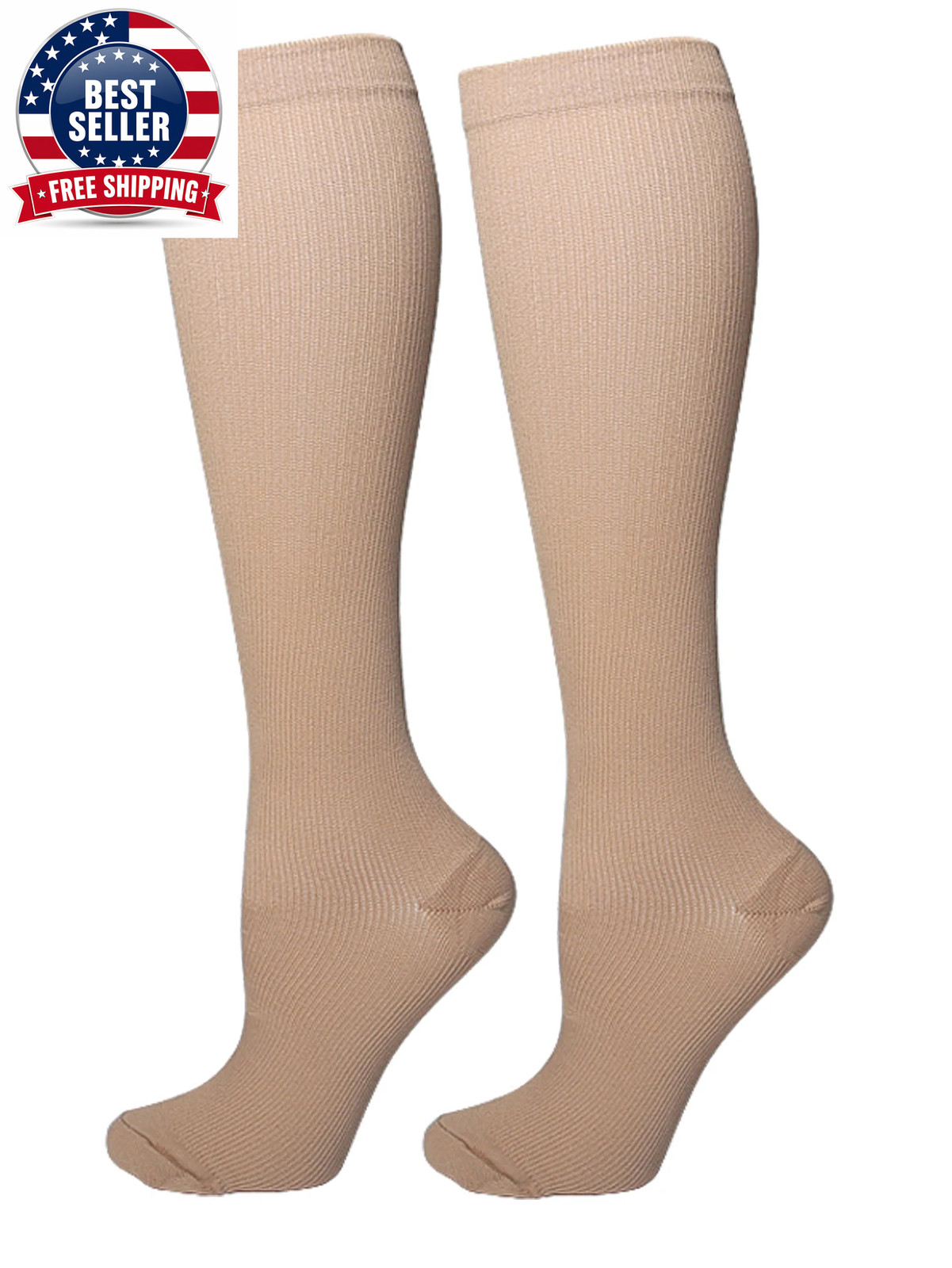 2Pairs Compression Socks Running Sports Socks Nursing 20-30Mmhg for Flight Trave