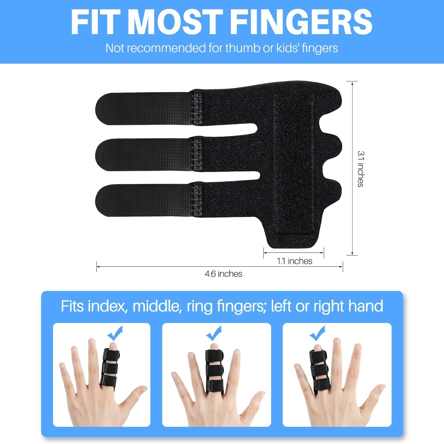 Sopito Finger Splint Brace for Index, Middle, Ring Fingers Straightening Arthrit