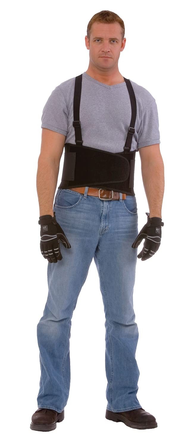 Back Support Belt with Attached Suspenders, Quick Adjust Elastic Outer Panels