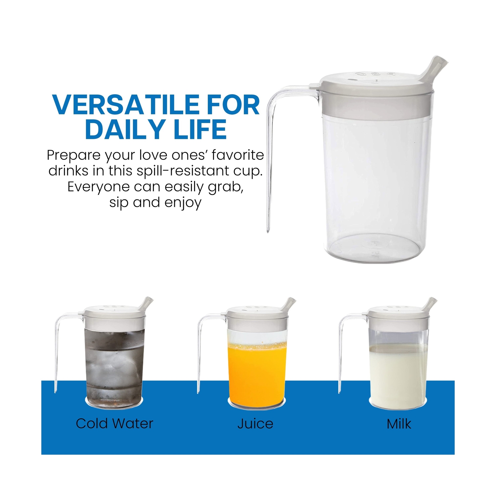 Independence 10oz 1-Handle Plastic Mug with 2 Style Lids, Lightweight Drinkin…