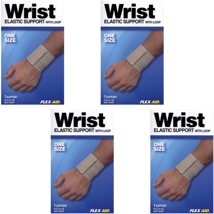 4 – Flex Aid Adjustable Wrist Support w/Loop – Natural Beige(Fits Left or Right)
