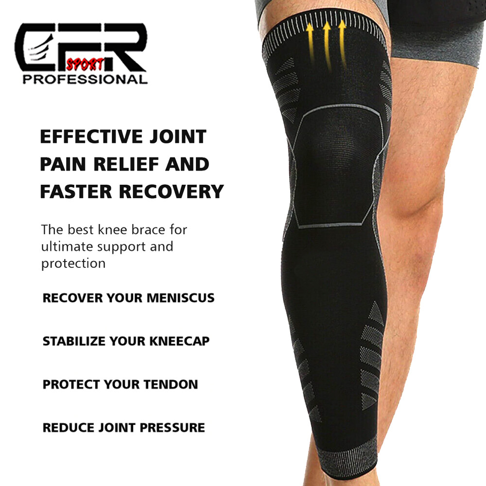 Knee Sleeve Compression Brace Support Full Leg Sport Joint Pain Arthritis Relief