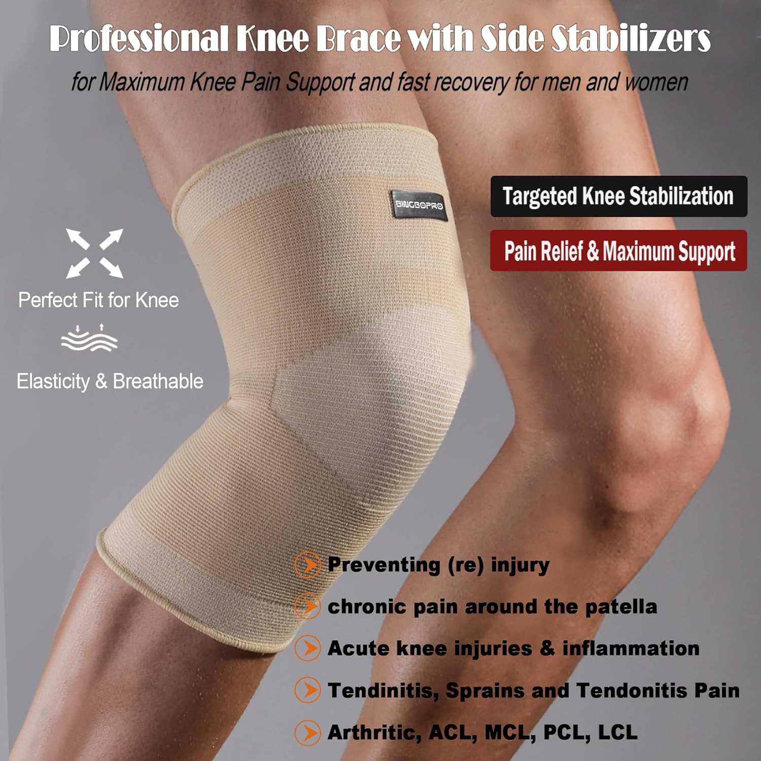 Knee Brace for Pain Relief – Knee Compression Sleeves for Men and Women, Knee…