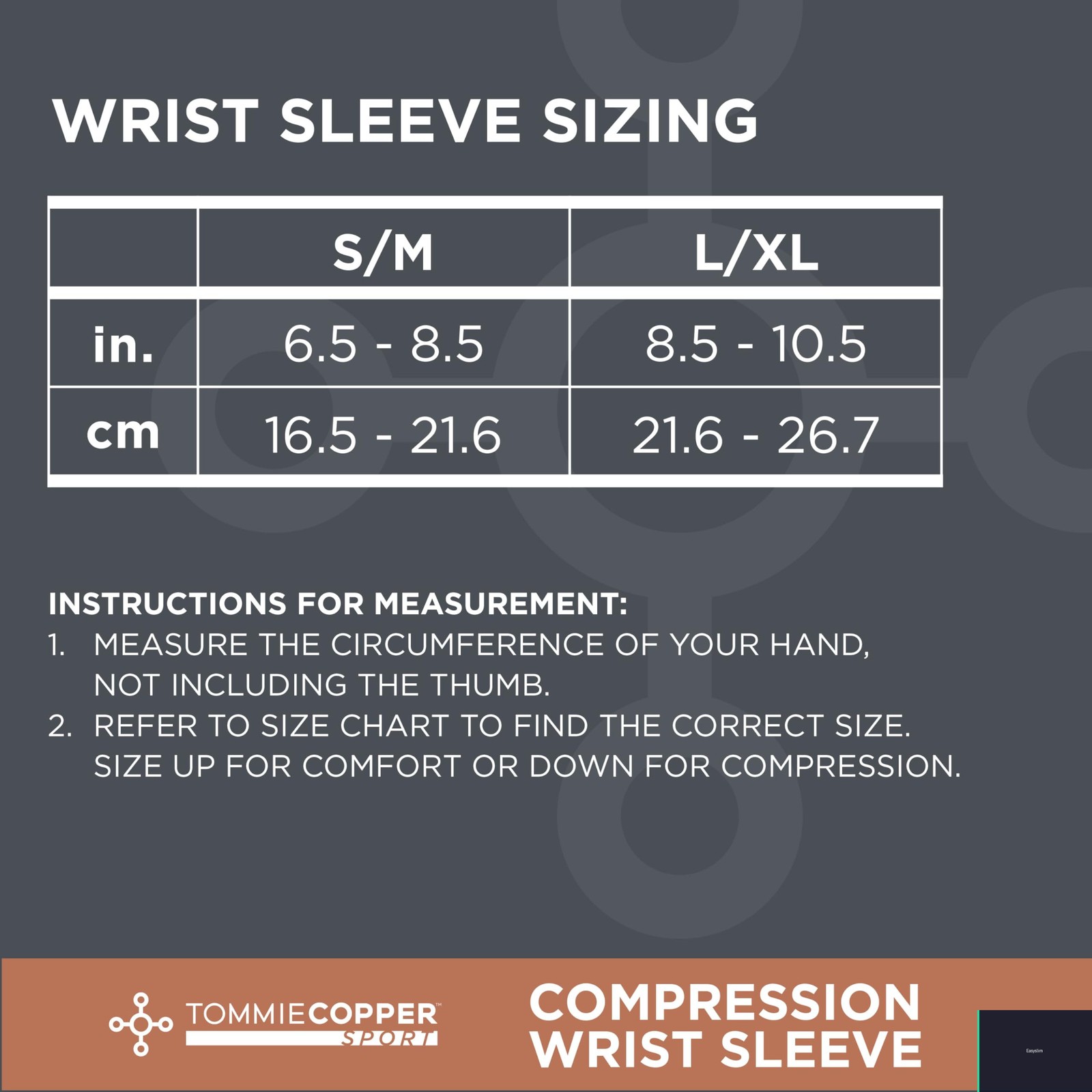 Wrist Compression Sleeve 15-20 mmHg Large XL Black Nylon Copper Infused