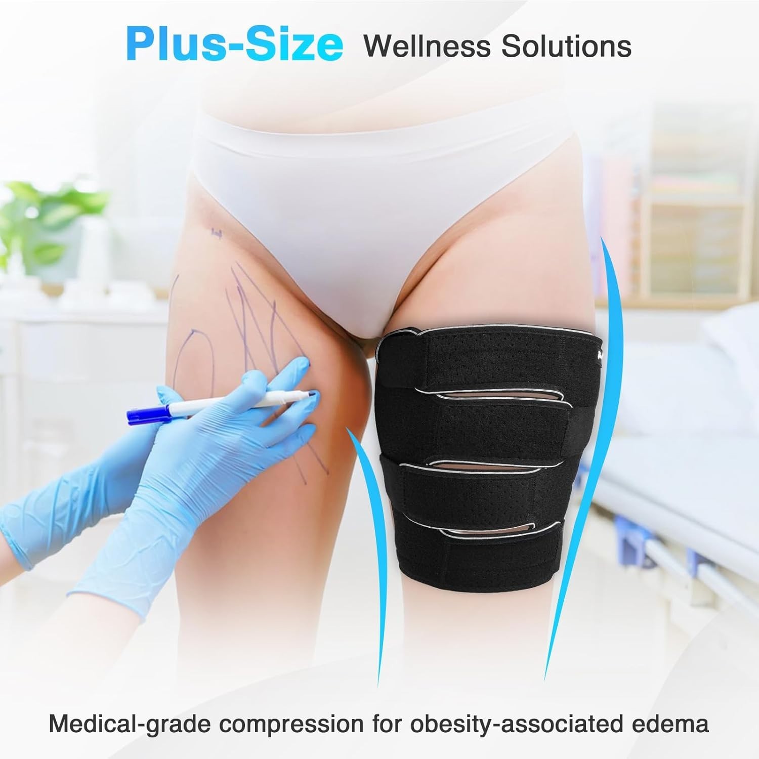 Plus Size Thigh Compression Wrap for Swelling Relief TWO PK XL