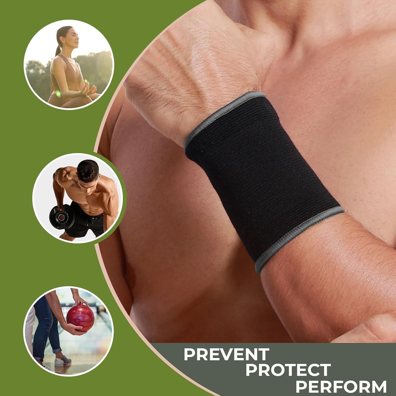 Lightweight Elastic Wrist Support Sleeve in Black – Ideal for Sports & Training