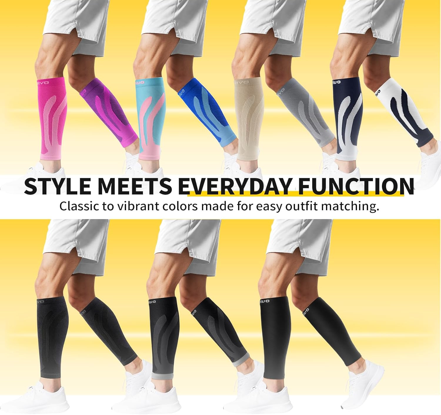 3-Pair Calf Compression Sleeves for Men & Women – Footless Socks for Shin Splint