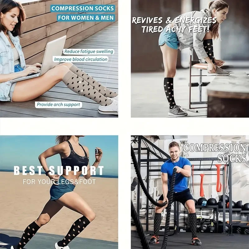 6 pairs Women’s Exercise Compression Socks Support Running Cycling Yoga Foot S/M