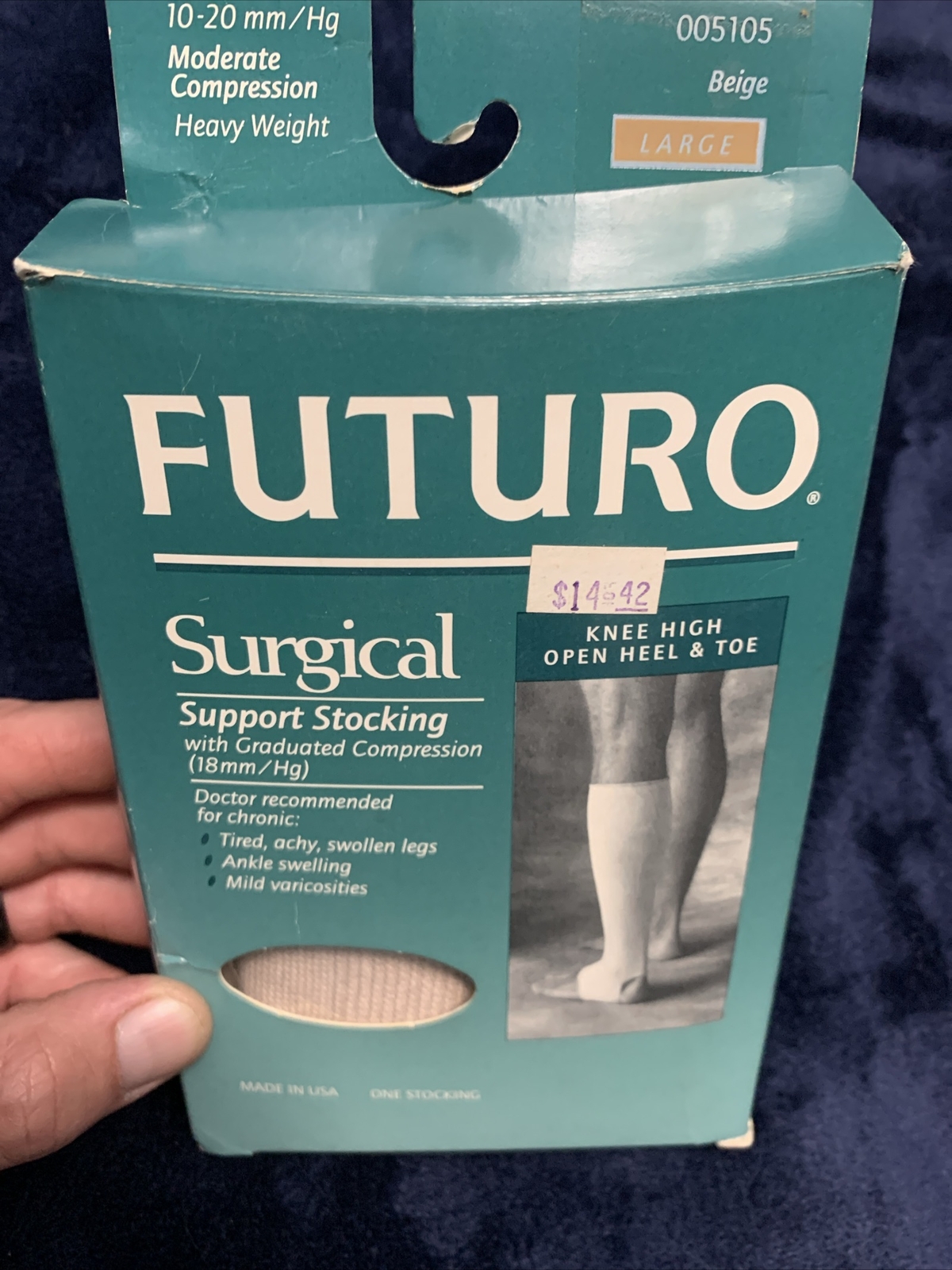 Futuro Support Stocking 10-20mm/hg Large Beige Open Heal Toe