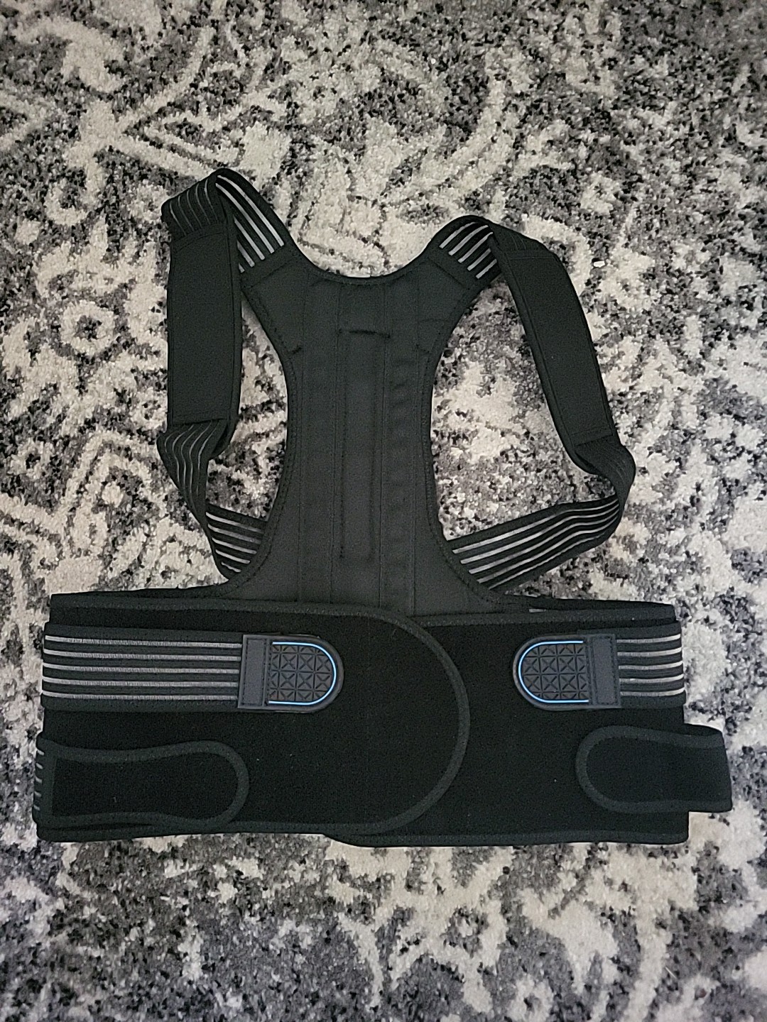 Medium, Black, Polyester Back Brace, Posture Support, Adjustable