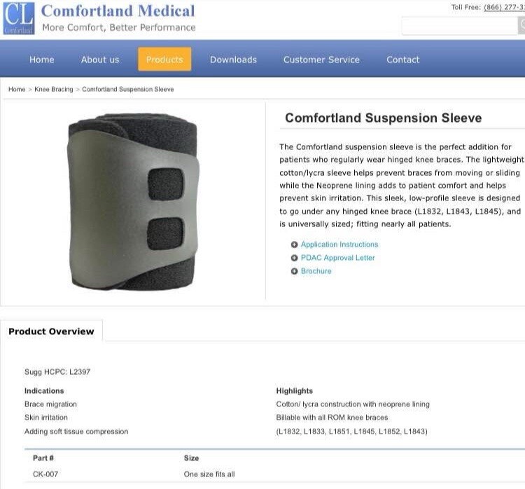 Comfortland Suspension Sleeve Knee Wrap Lot 2 CK-007