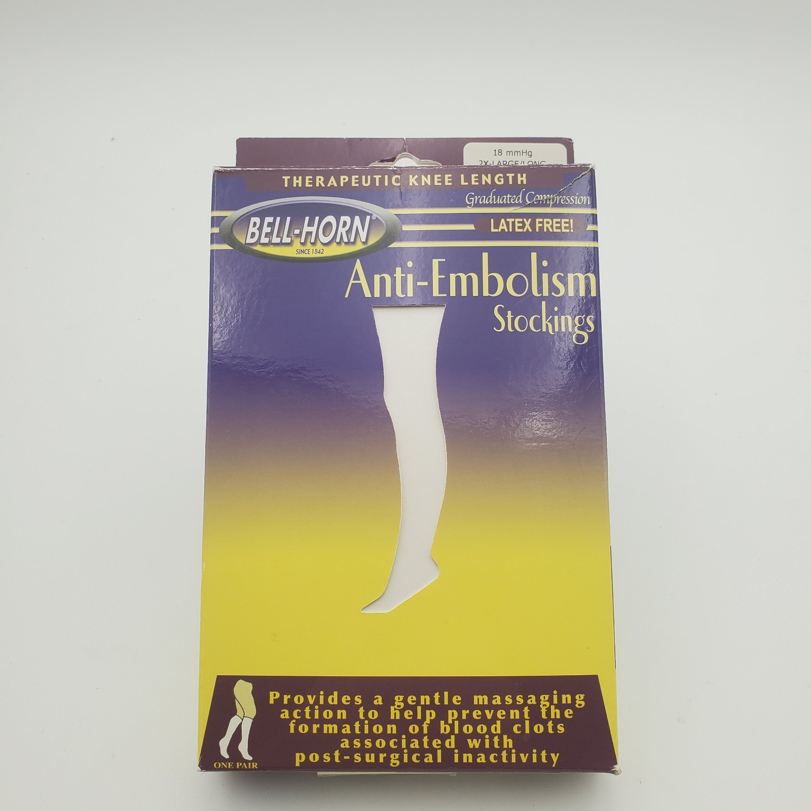 Anti Embolism Bell-Horn Stockings 18 mmHg Compression Closed Toe White 2X Large