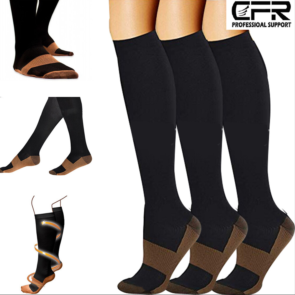 Copper Compression Socks 15-20mmHg Best for Men Women Running Athletic Medical *