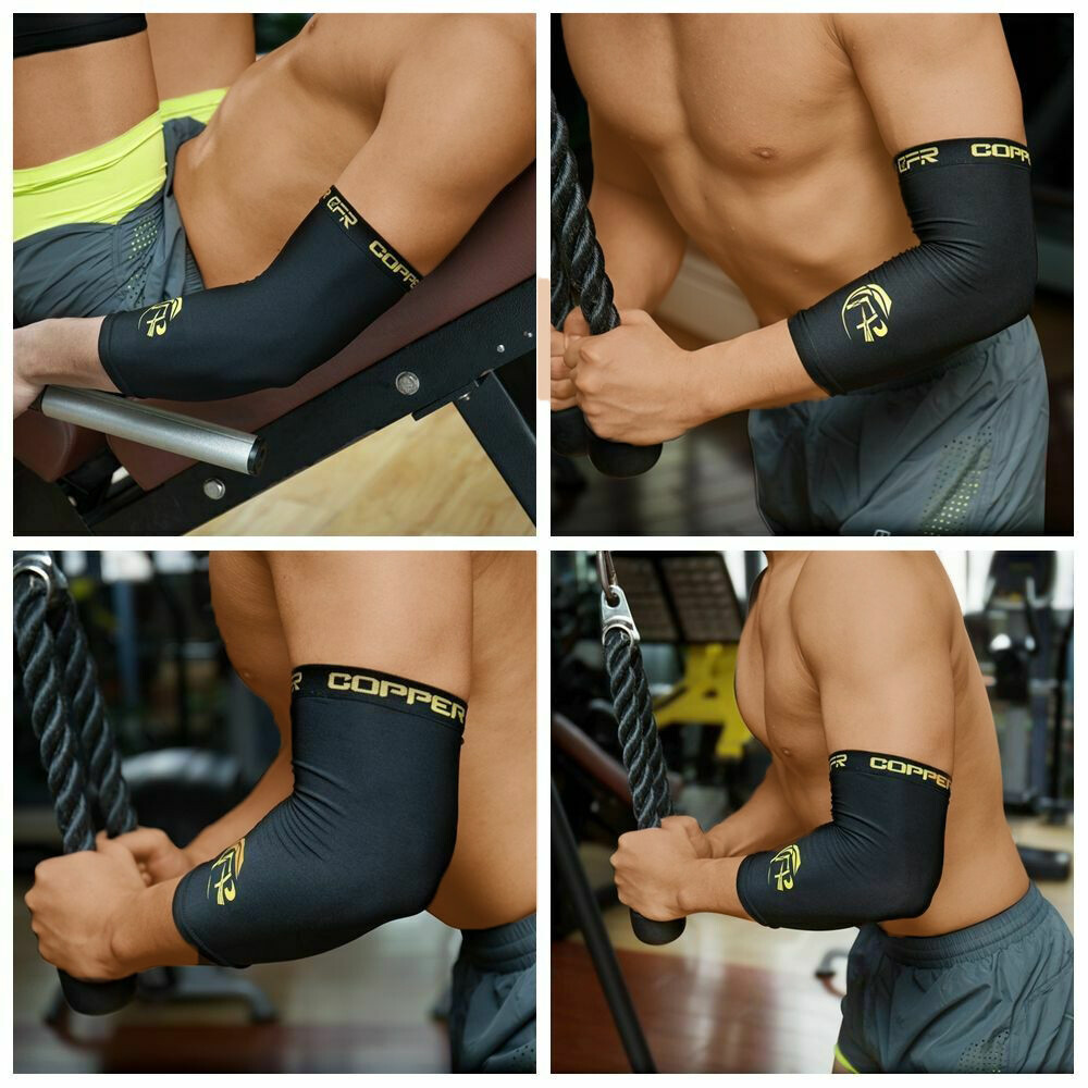 Copper Elbow Brace Support Compression Arm Sleeve Arthritis Joint Pain Fitness