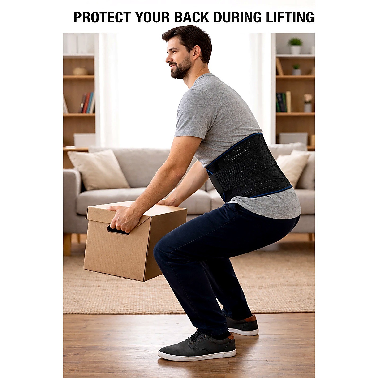 Back Support Belt Lumbar Waist Brace Adjustable Posture Lifting Work Men Women