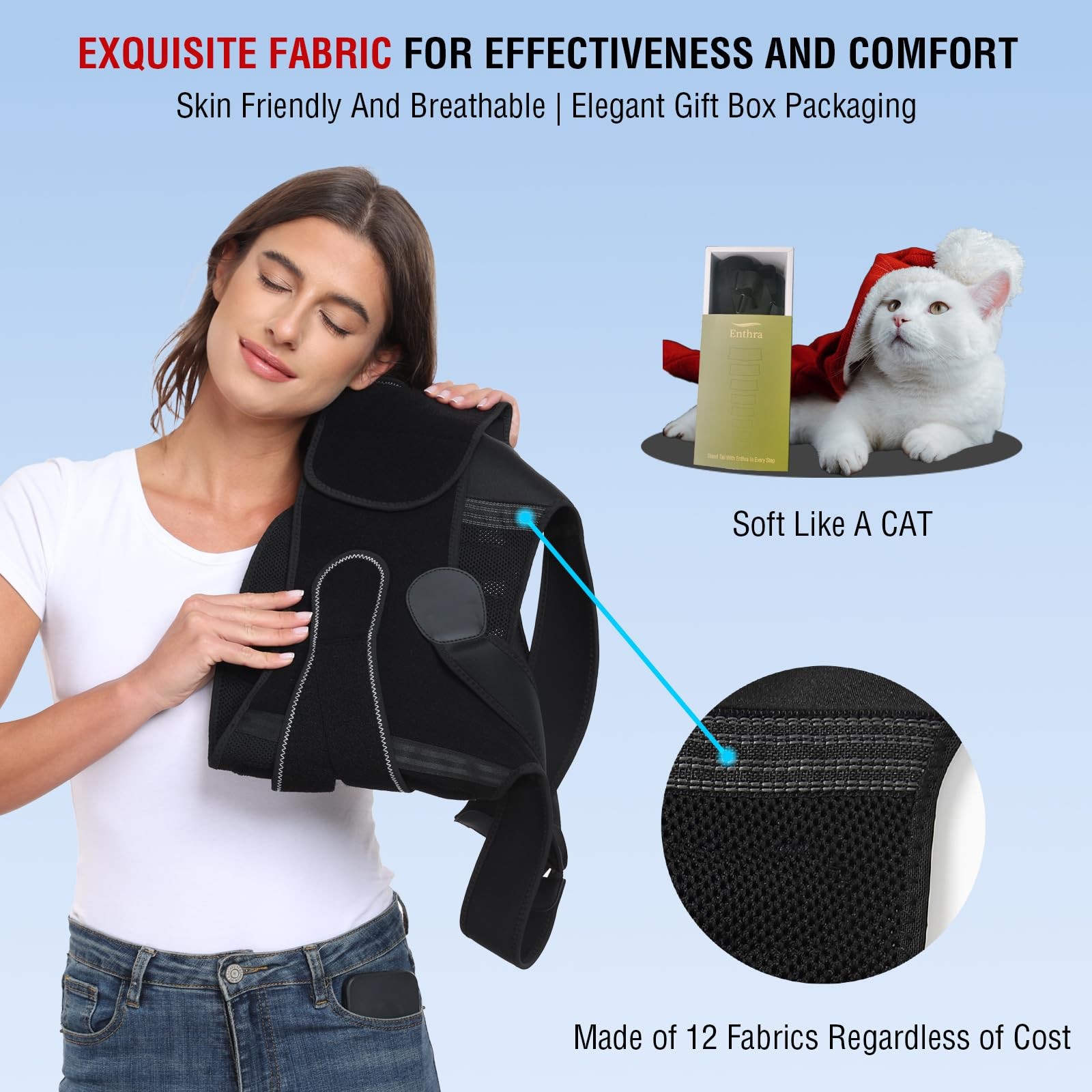 Enthra Back Brace Posture Corrector for Women Medium (Waist 32″-40″), Black