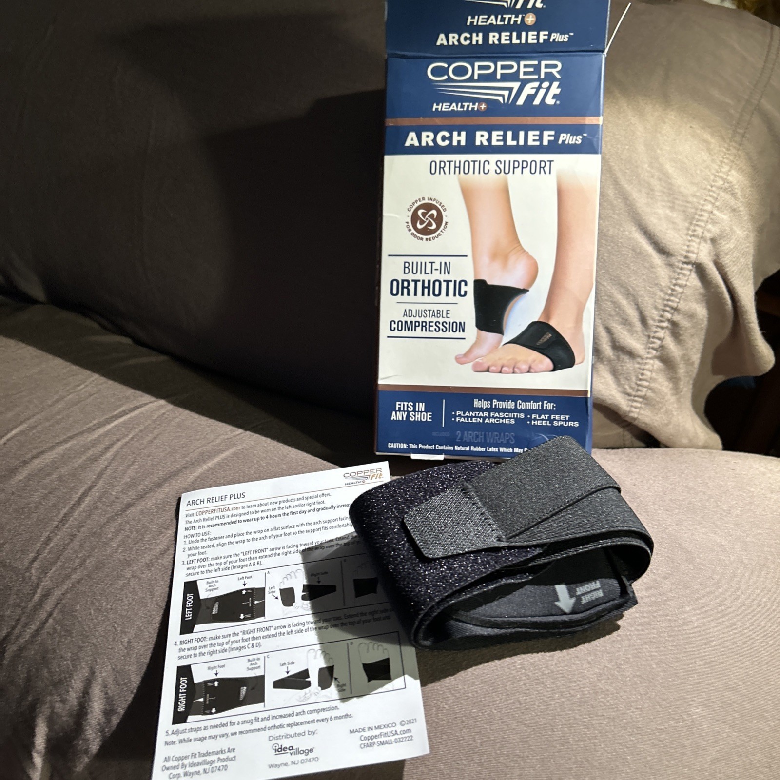 Copper Fit Health Unisex Arch Relief Plus with Built-In Orthotic Support – Black