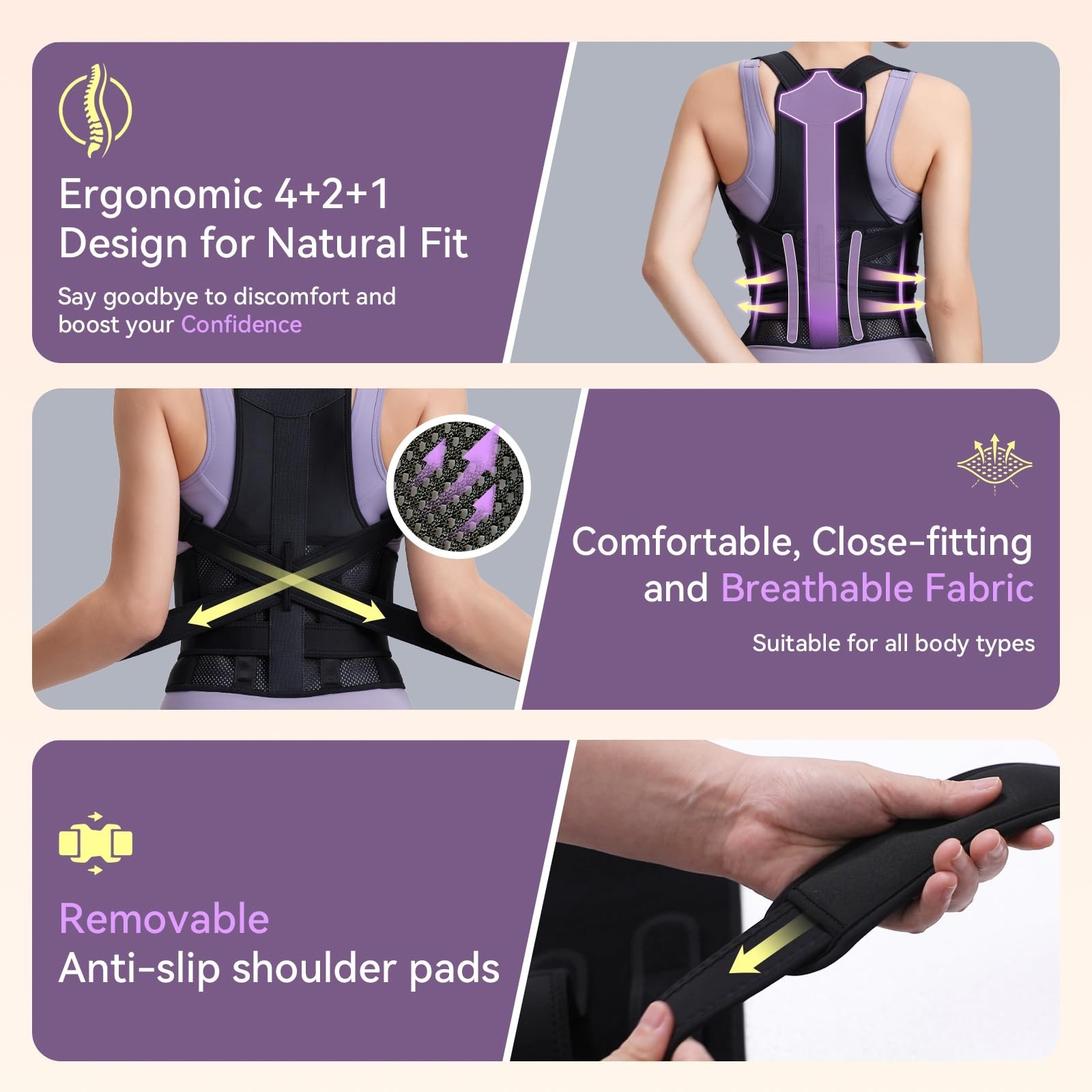 Adjustable Posture Corrector Brace for Men & Women – Back Support, Pain Relief,