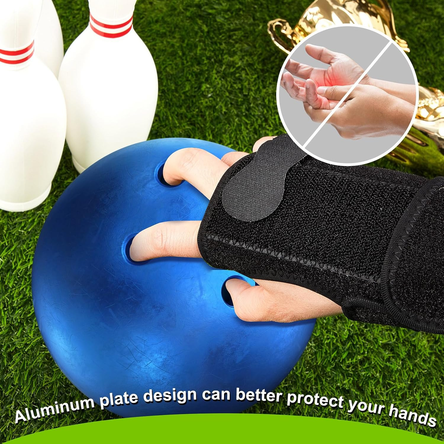 Bowling Wrist Support Brace with Thumb Spica Splint Left Hand Breathable Wris…