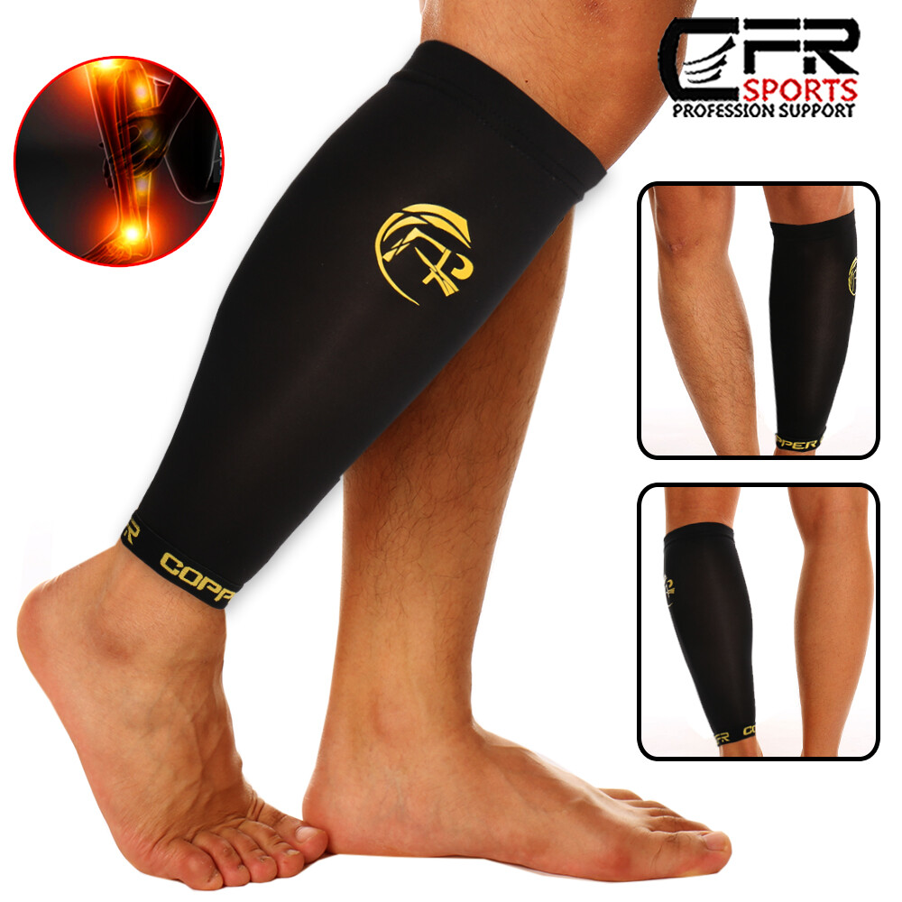 COPPER Compression Calf Sleeve Running Leg Support Brace Sports Shin Splint Sock