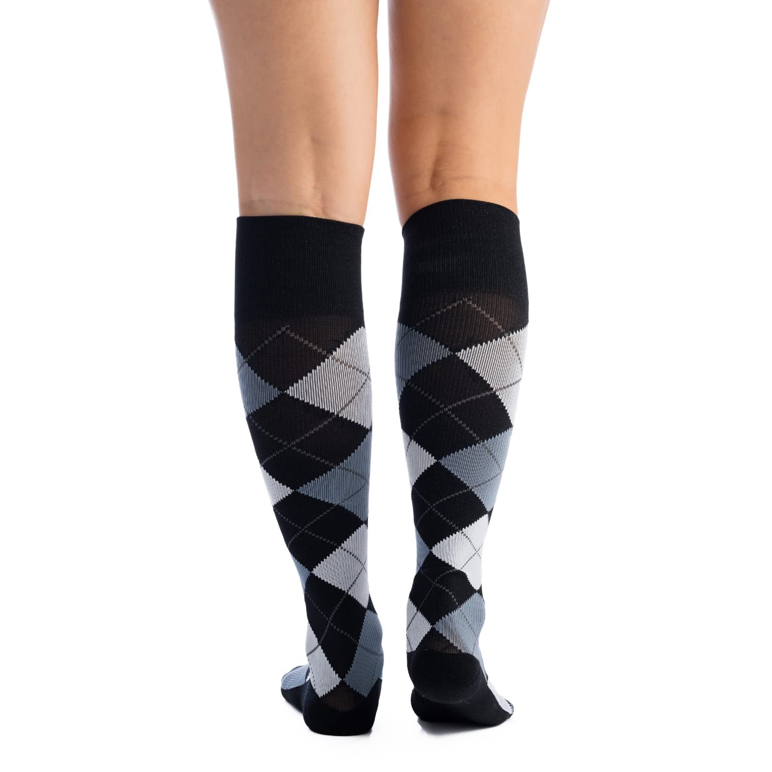 Mens Womens Knee High 15-20 mmHg Graduated Compression Argyle Socks Support