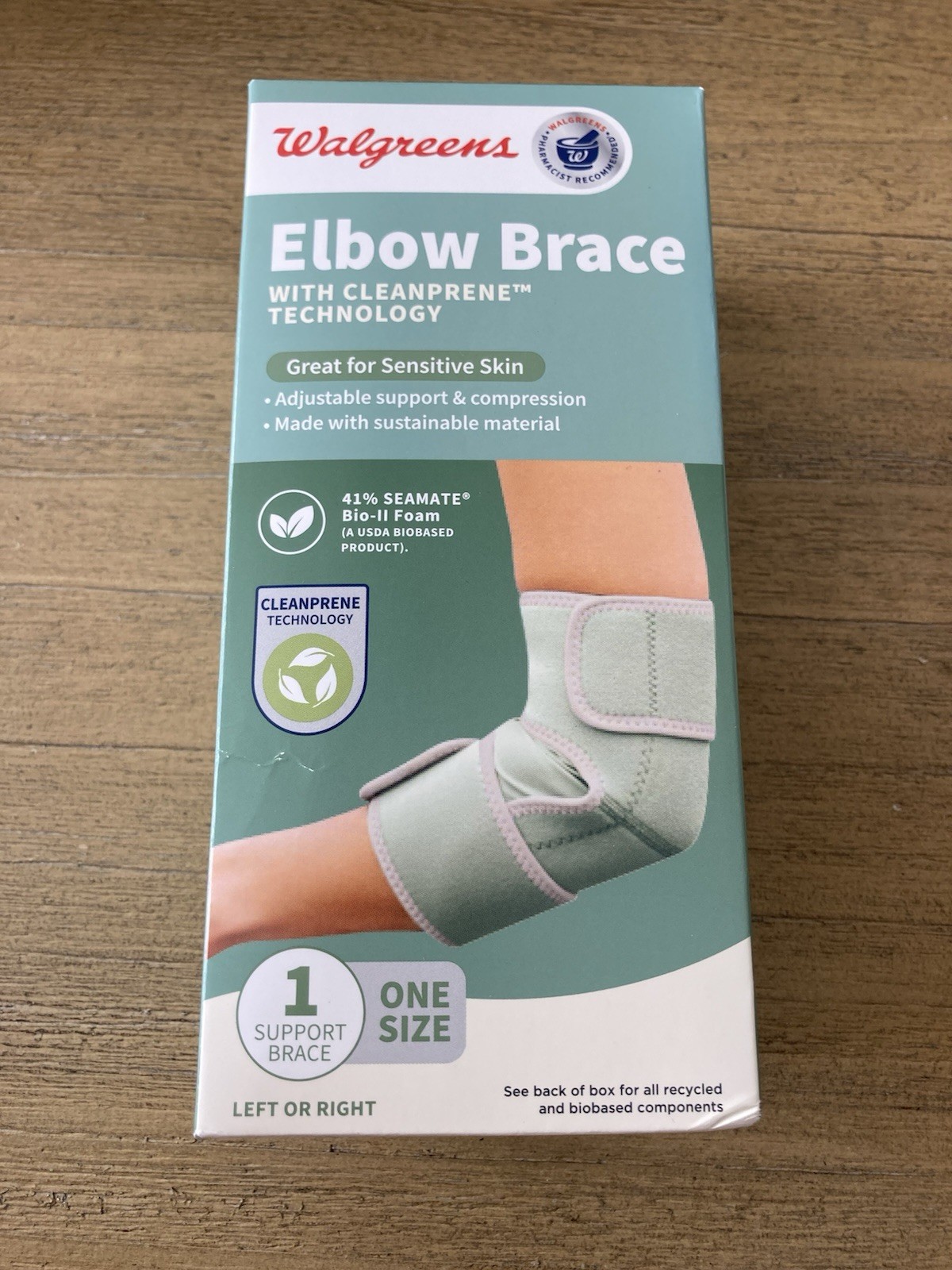 Walgreens Elbow Brace With Cleanprene Technology Great For Sensitive Skin NEW
