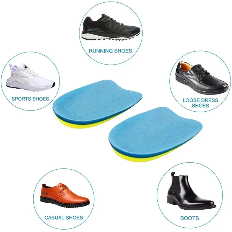 1 Pair U-Shaped Half Heel Insole Cushion Soft Silicone Gel Inserts for Shoes Com