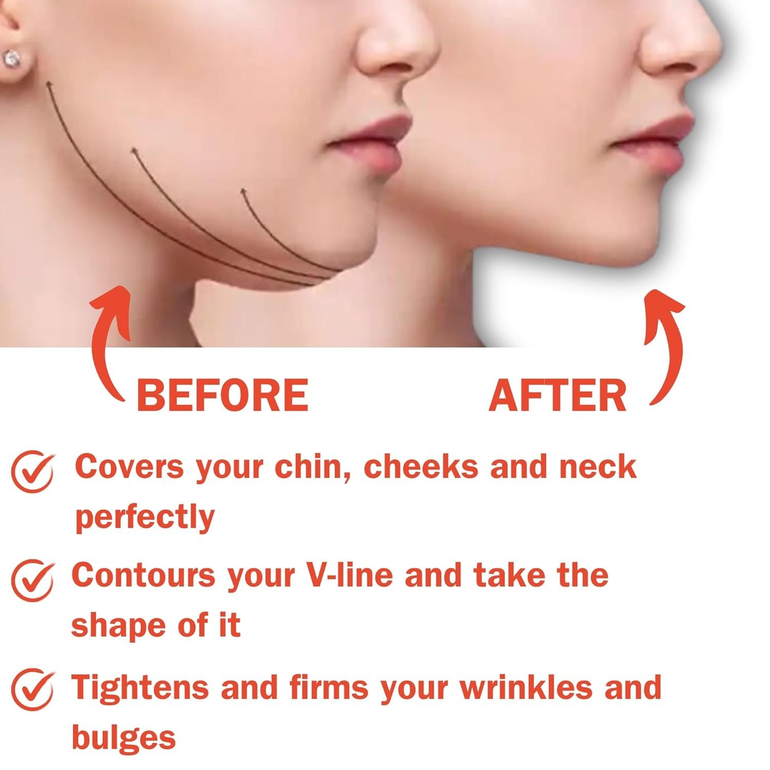 Jowl Tightening Chin Strap for Women Large Black Optimal Compression Lightweight