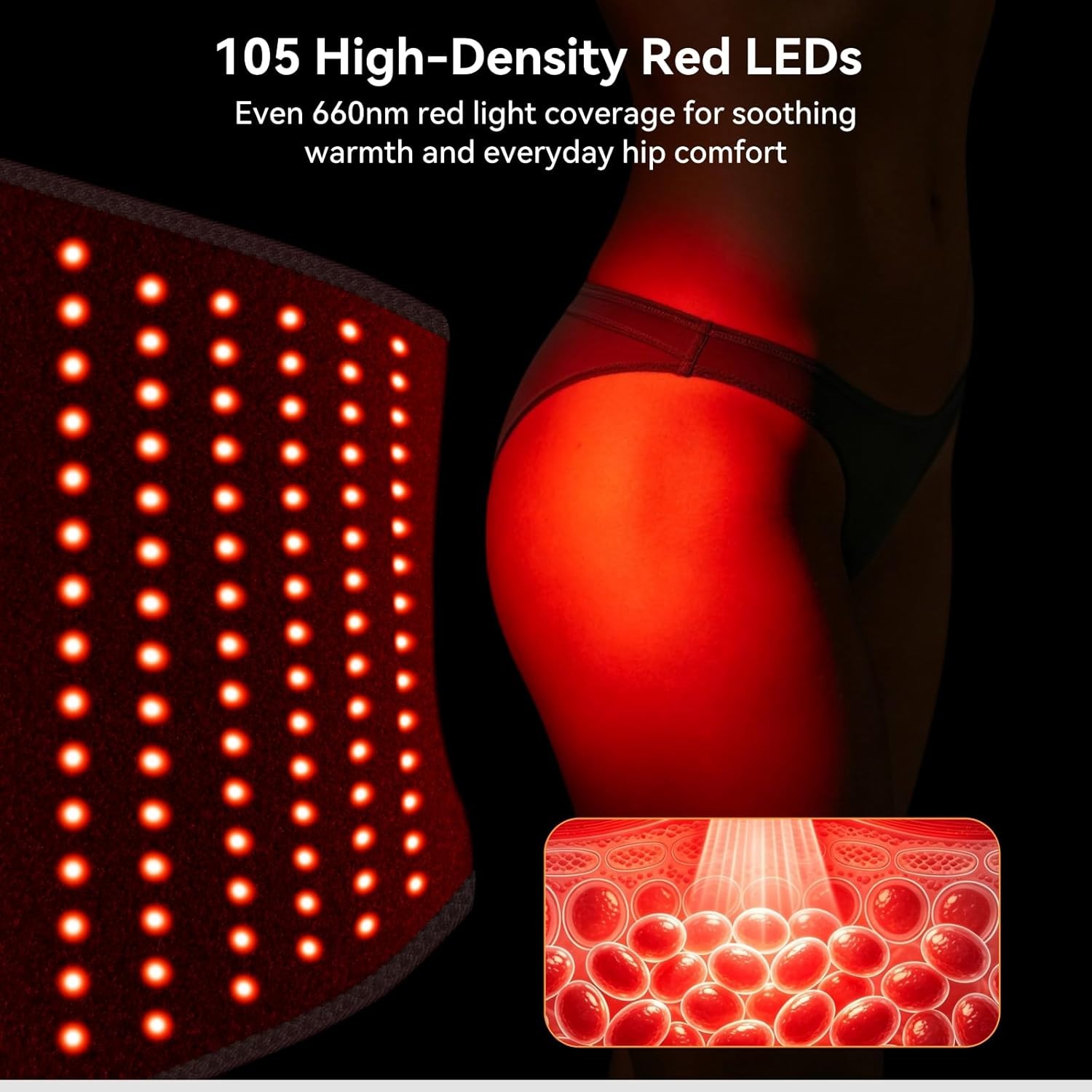Cordless Heated Massage Pad Hip,Sciatica Pain Relief,Built-in 5000mAh Battery