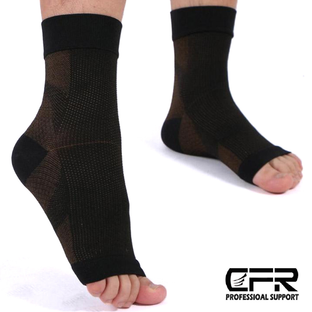 Copper Socks Anti Fatigue Compression Foot Heel Sleeve Support Brace Pain Relief