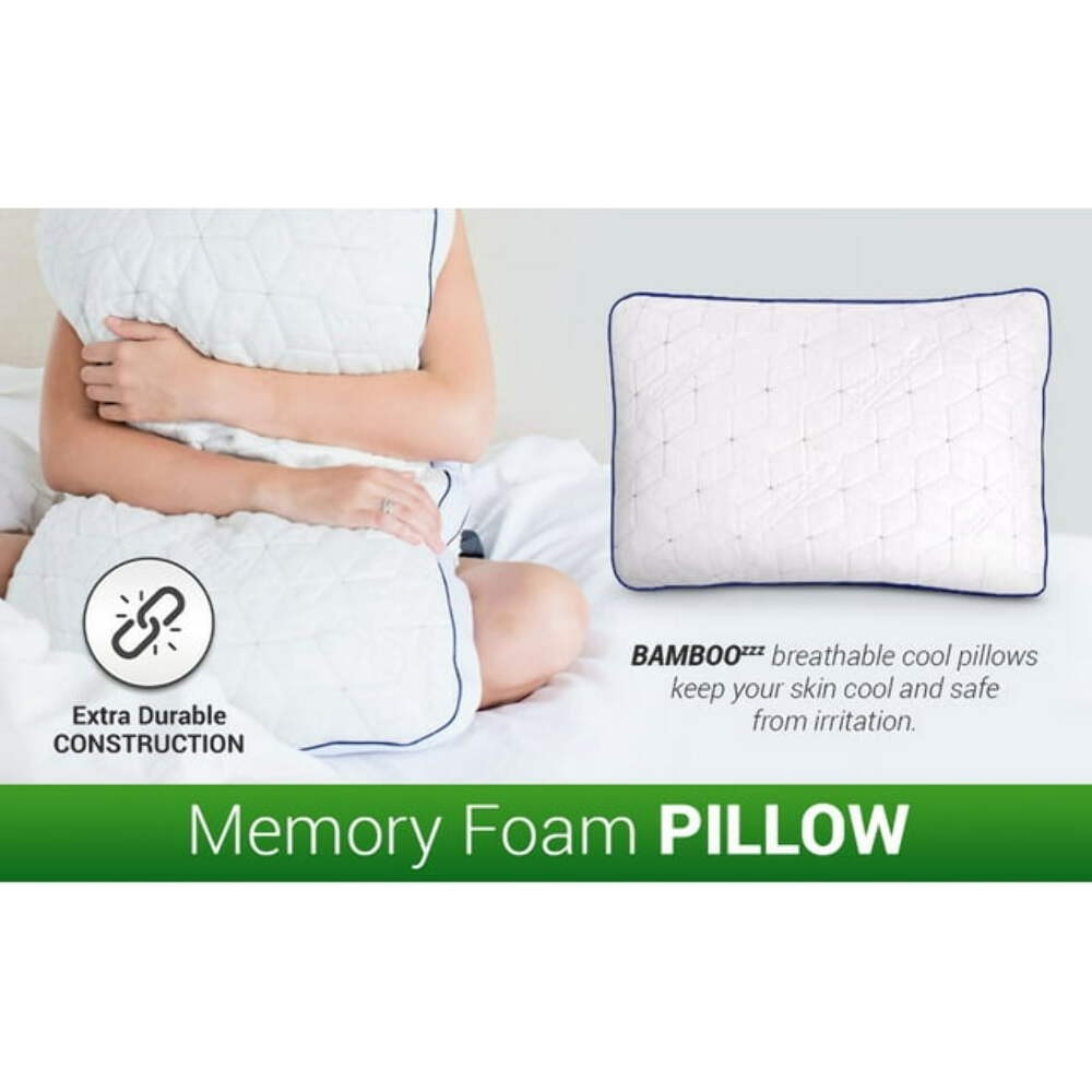 Bamboo Memory Foam Pillow CertiPUR-US Adjustable Cooling Hypoallergenic Washable