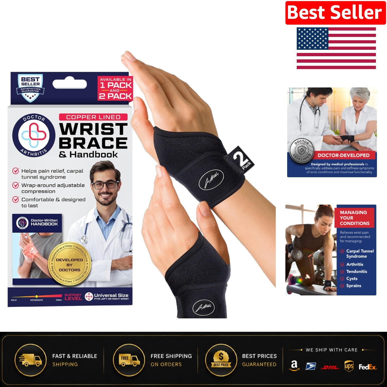Durable Neoprene Wrist Brace – Adjustable for Carpal Tunnel & Fitness Activities