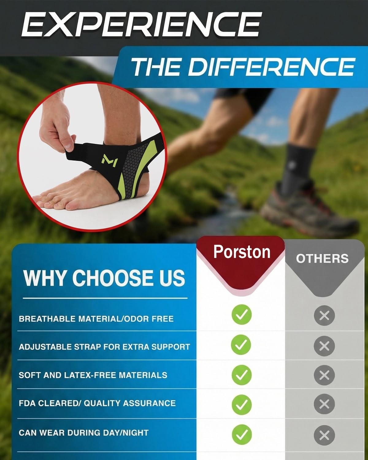 Porston Purple Ankle Brace Lace Up Stabilizer