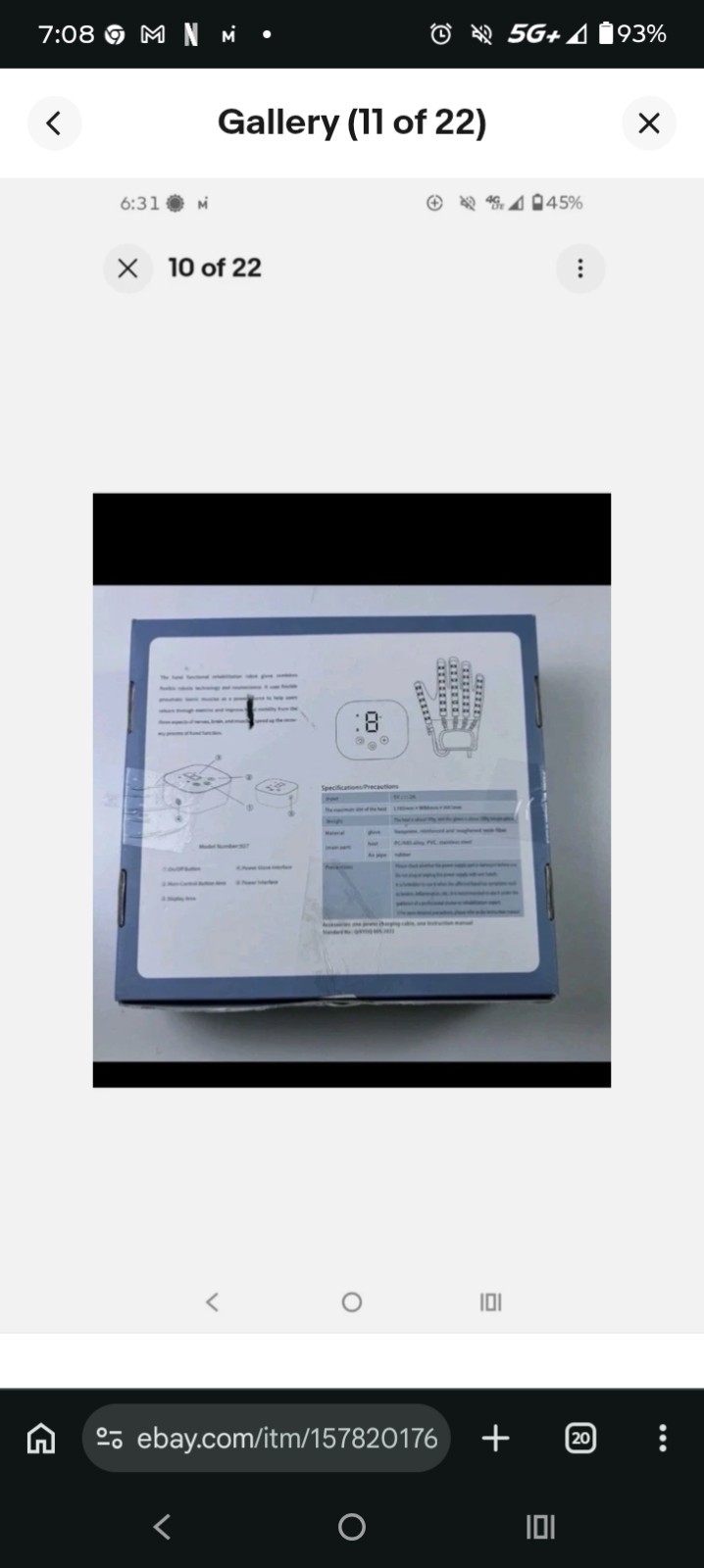 Hand Function Rehabilitation Training Device RIGHT/ LARGE / USA – NEW