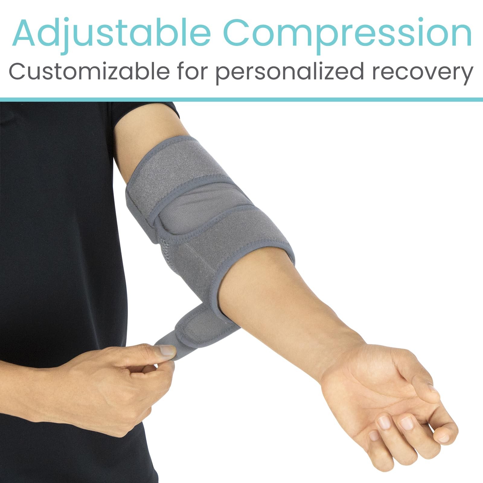 Vive Elbow Brace – Tennis Compression Sleeve – Wrap for Standard, Gray