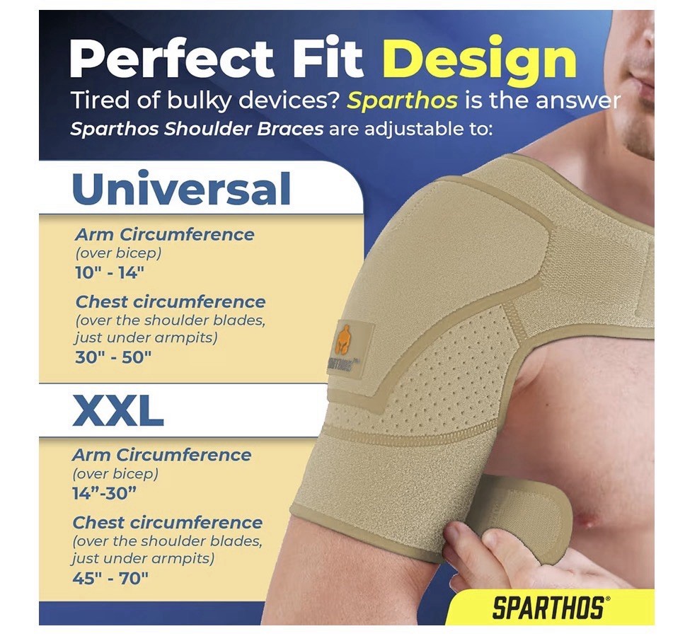 SPARTHOS Shoulder Brace Universal Beige Rotator Cuff Support Adjustable NEW