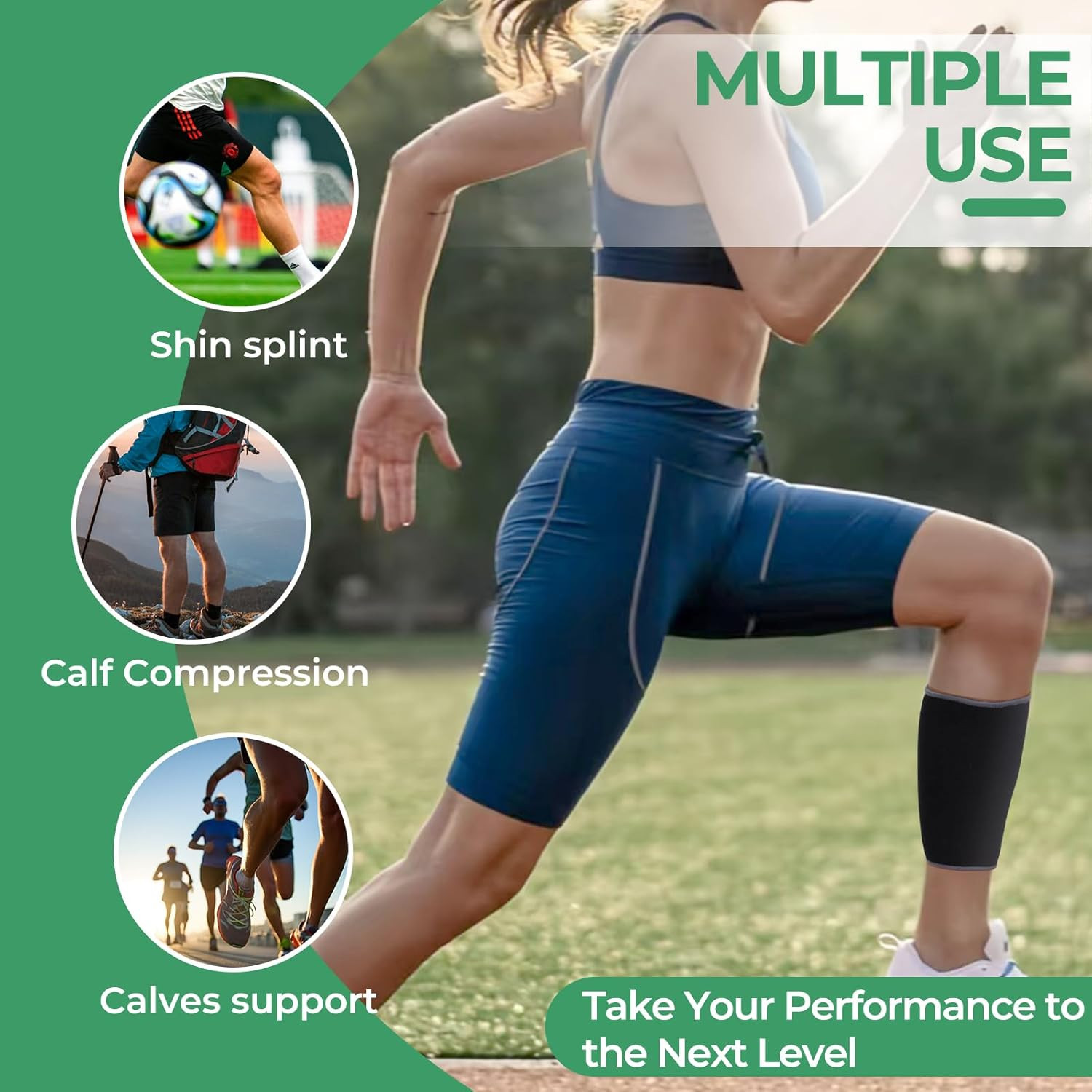 Neotech Care Calf Compression Sleeve for Calves Support or Shin Splint (Black Co