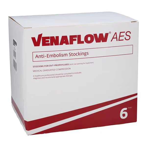 6/Box Venaflow AES Anti Embolism Stockings Open Toe White Thigh Medium 501R-3