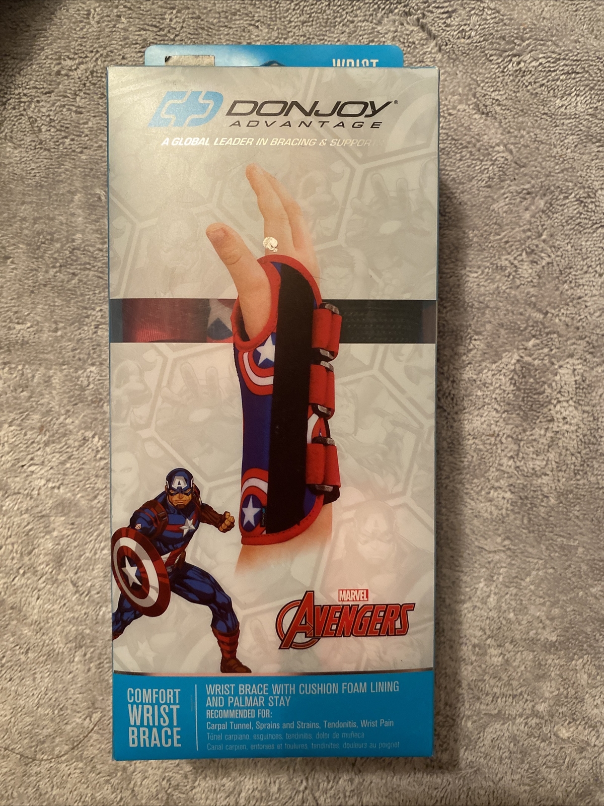 Marvel DONJOY Kids Captain America ADVANTAGE COMFORT WRIST BRACE -Left